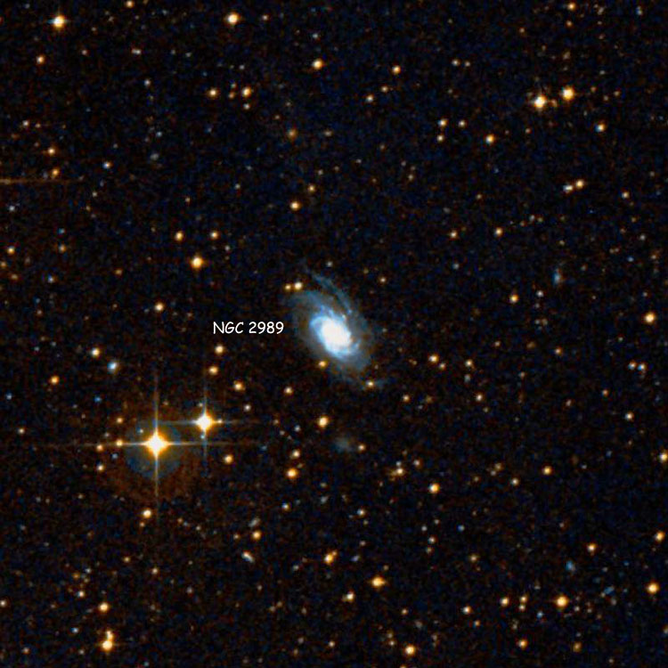 DSS image of region near spiral galaxy NGC 2989