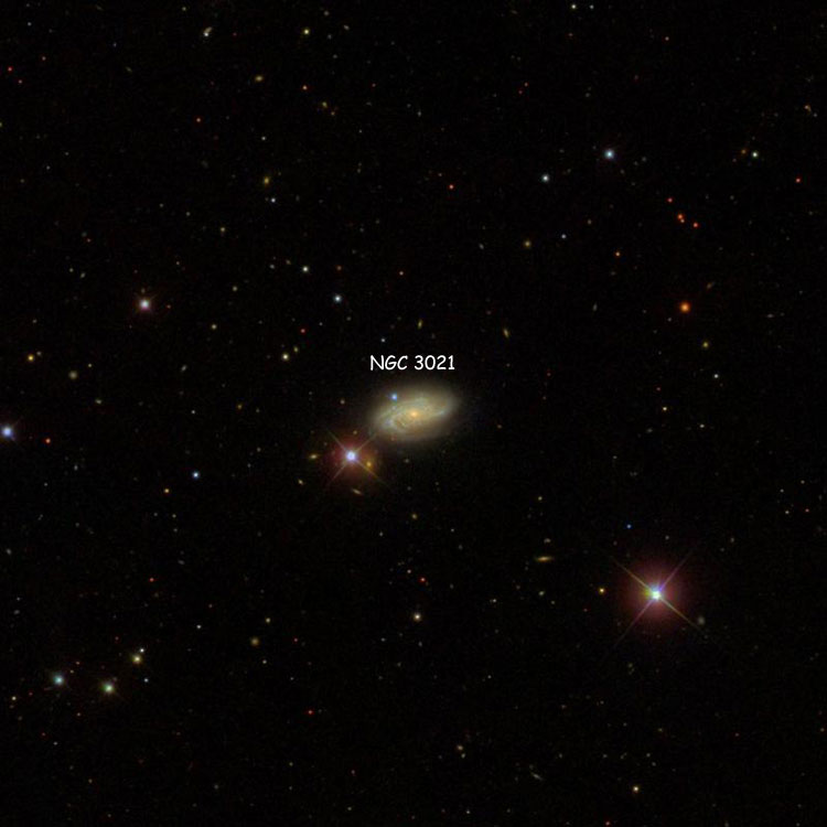 SDSS image of region near spiral galaxy NGC 3021