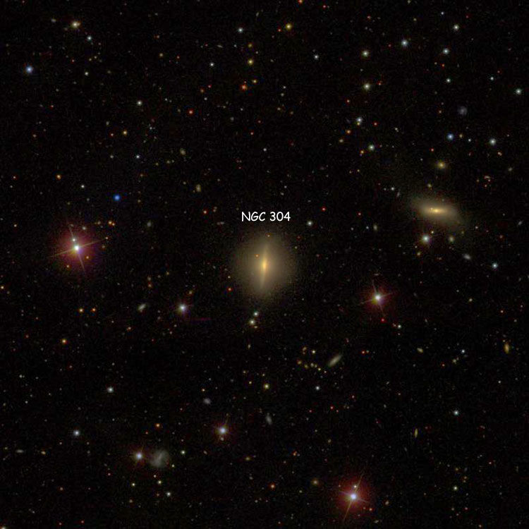 SDSS image of region near spiral galaxy NGC 304