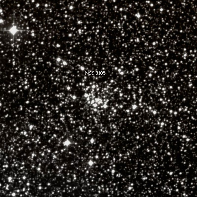 DSS image of region near open cluster NGC 3105