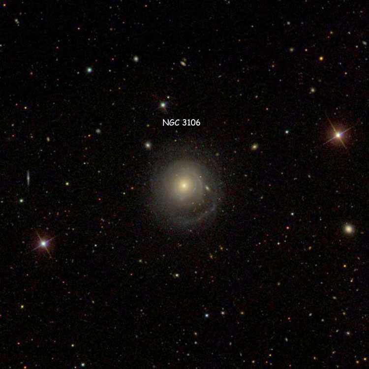 SDSS image of region near spiral galaxy NGC 3106