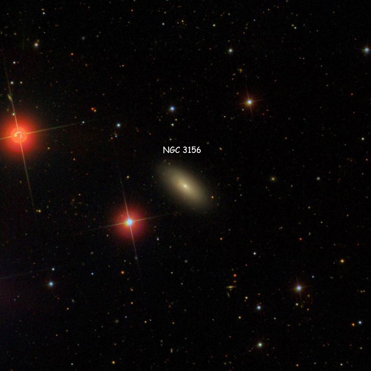 SDSS image of region near lenticular galaxy NGC 3156