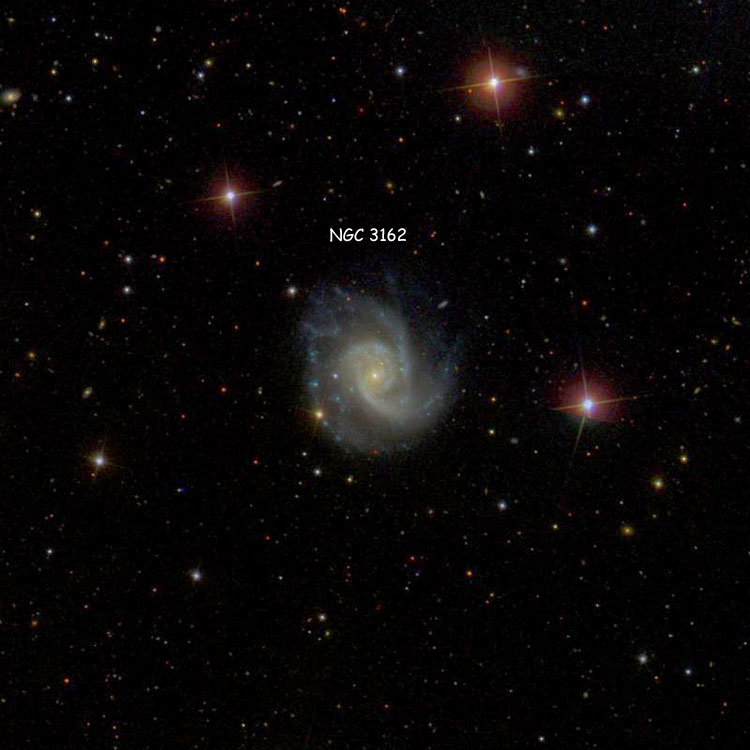 SDSS image of region near spiral galaxy NGC 3162