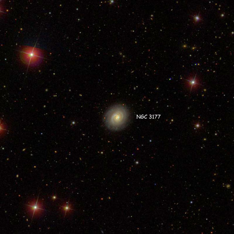 SDSS image of region near spiral galaxy NGC 3177
