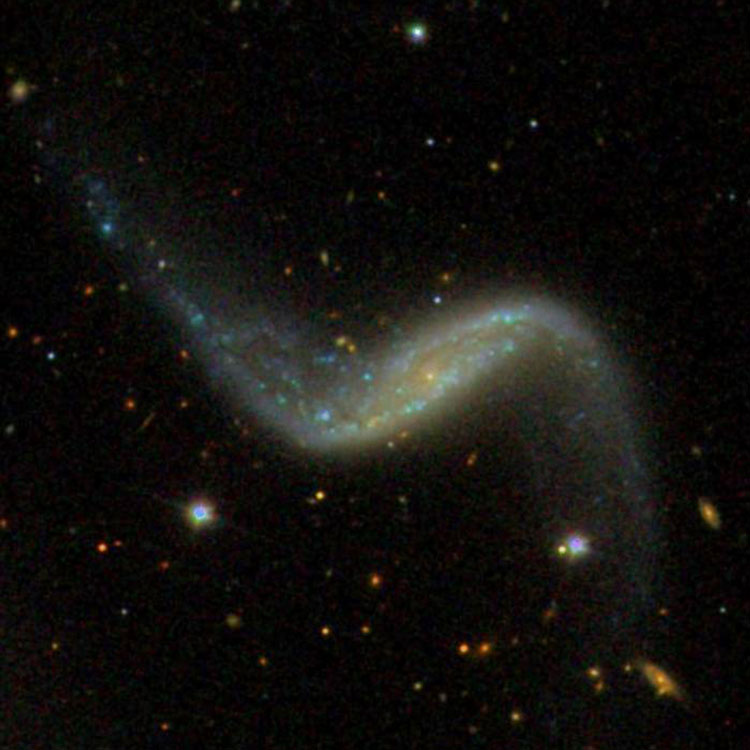 SDSS image of spiral galaxy NGC 3187, also known (with NGC 3190 and NGC 3193) as Arp 316, and a member of Hickson Compact Group 44