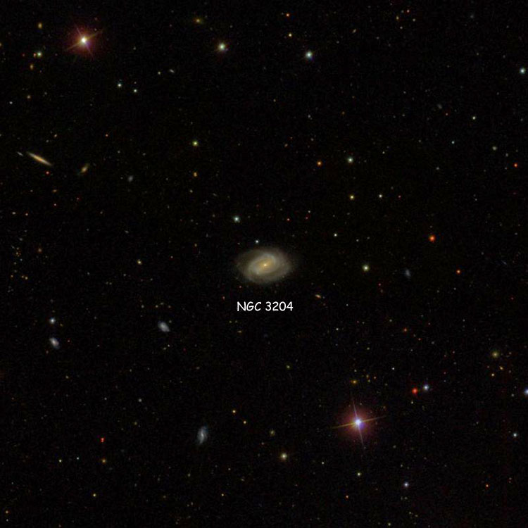 SDSS image of region near spiral galaxy NGC 3204