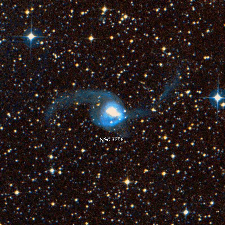 DSS image of region near spiral galaxy NGC 3256