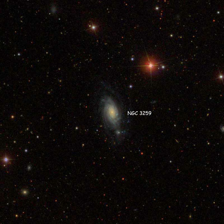 SDSS image of region near spiral galaxy NGC 3259