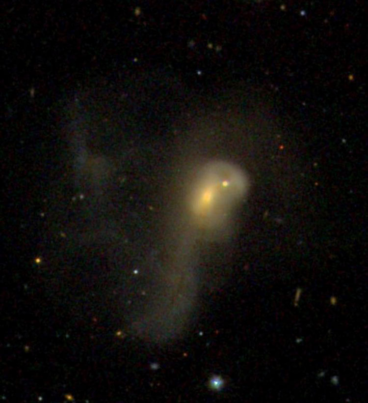 SDSS image of peculiar spiral galaxy NGC 3303 and its interacting/merging companion, PGC 93104