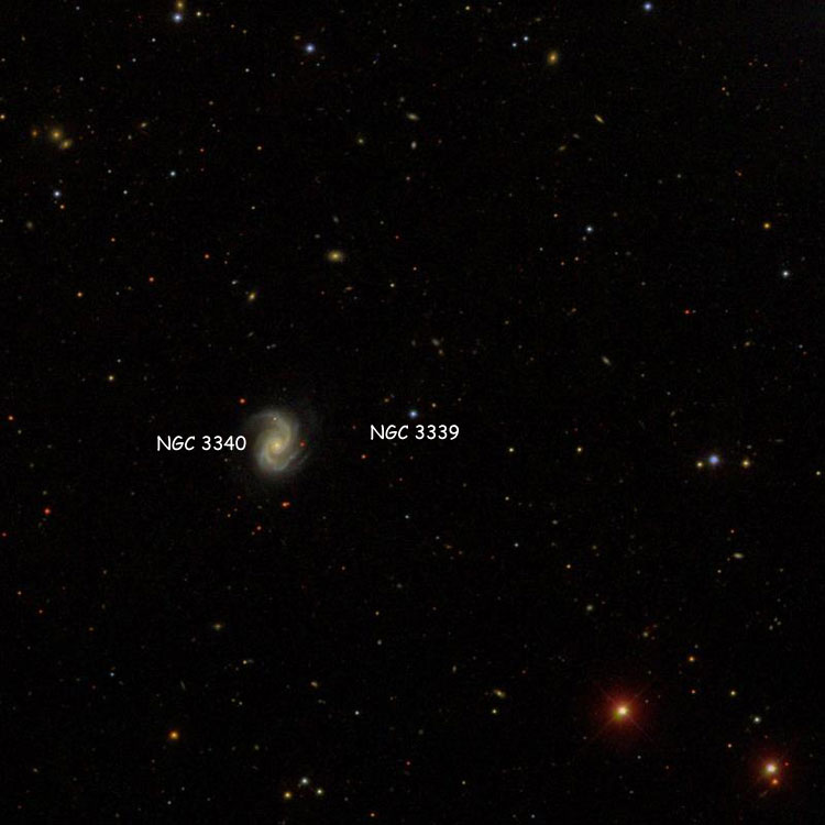 SDSS image of region near the star listed as NGC 3339, also showing NGC 3340