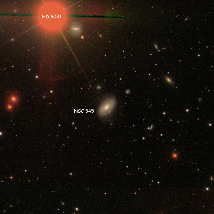 SDSS image of region near lenticular galaxy NGC 345
