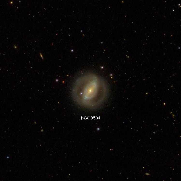 SDSS image of region near spiral galaxy NGC 3504