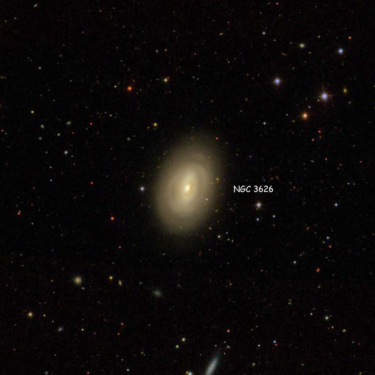 SDSS image of region near lenticular galaxy NGC 3626