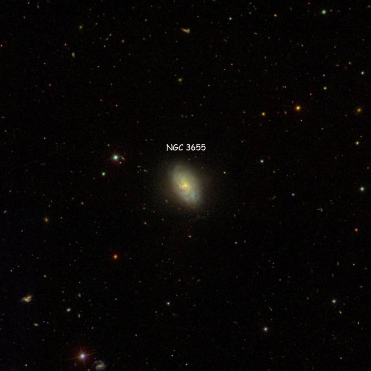 SDSS image of region near spiral galaxy NGC 3655