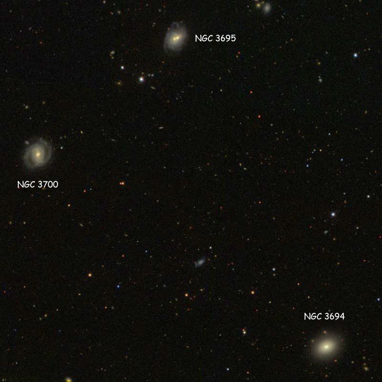 SDSS image centered on the triangle formed by NGC 3694, NGC 3695 and NGC 3700