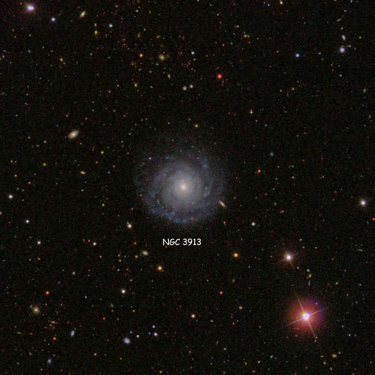 SDSS image of region near spiral galaxy NGC 3913