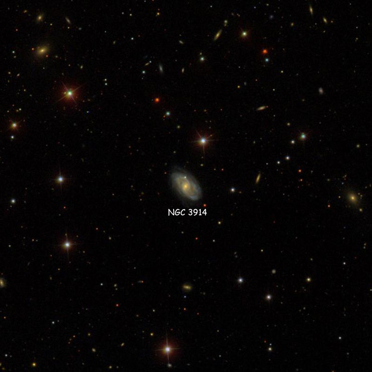 SDSS image of region near spiral galaxy NGC 3914