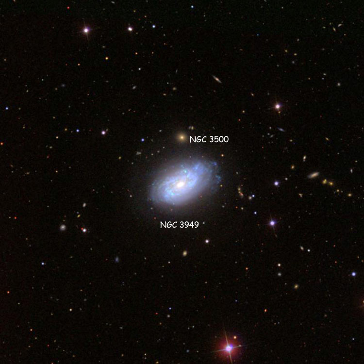 SDSS image of region near NGC 3949 and 3950