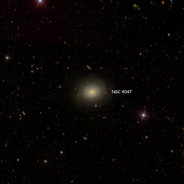 SDSS image of region near spiral galaxy NGC 4047