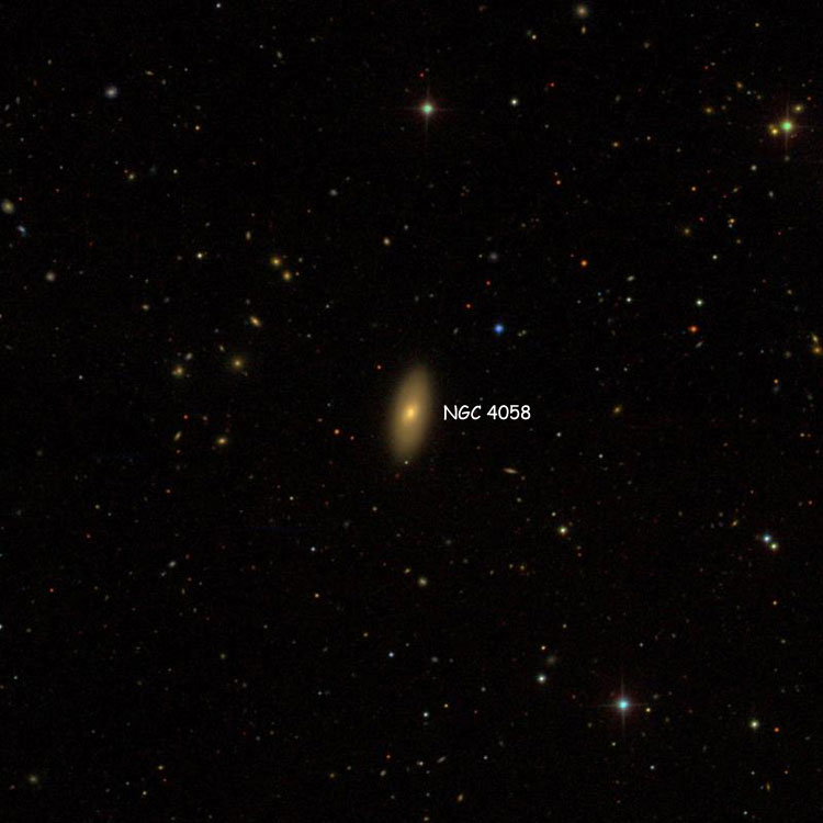 SDSS image of region near lenticular galaxy NGC 4058