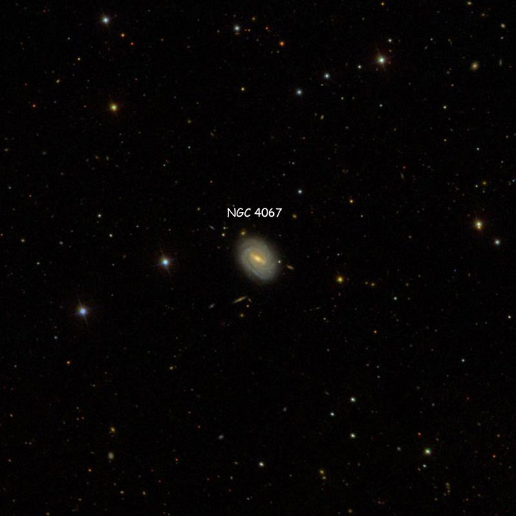 SDSS image of region near spiral galaxy NGC 4067