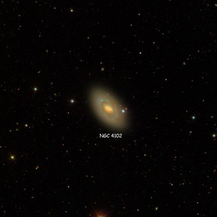 SDSS image of region near spiral galaxy NGC 4102
