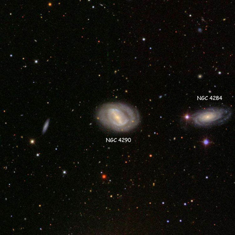 SDSS image of region near spiral galaxy NGC 4290, also showing spiral galaxy NGC 4284