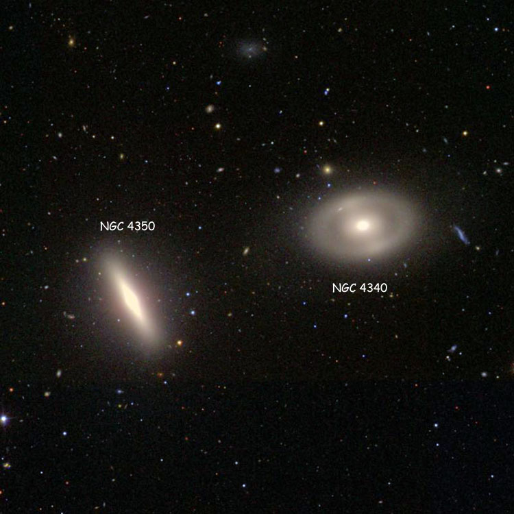 SDSS image of region near lenticular galaxies NGC 4340 and 4350