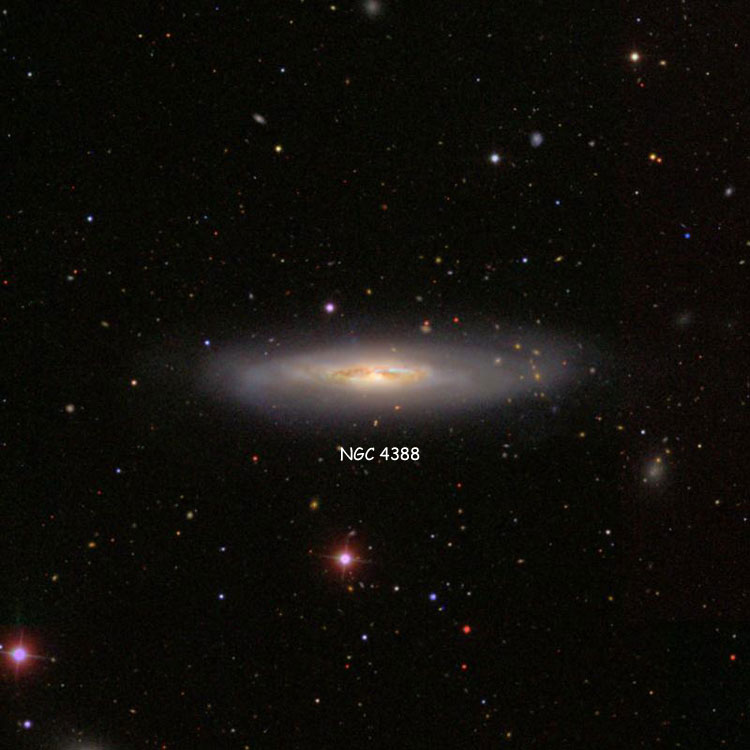 SDSS image of region near spiral galaxy NGC 4388