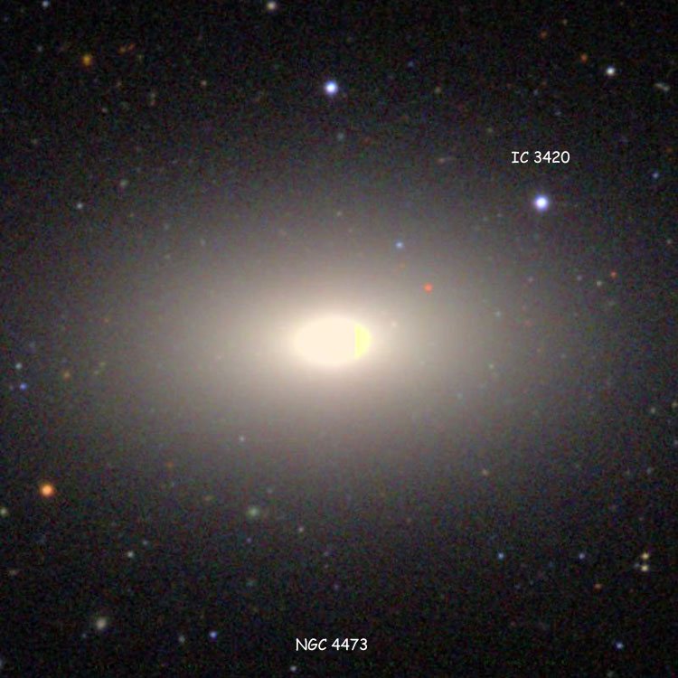 SDSS image of elliptical galaxy NGC 4473 and the star listed as IC 3420