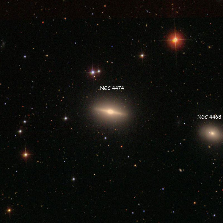 SDSS image of region near lenticular galaxy NGC 4474, also showing NGC 4468