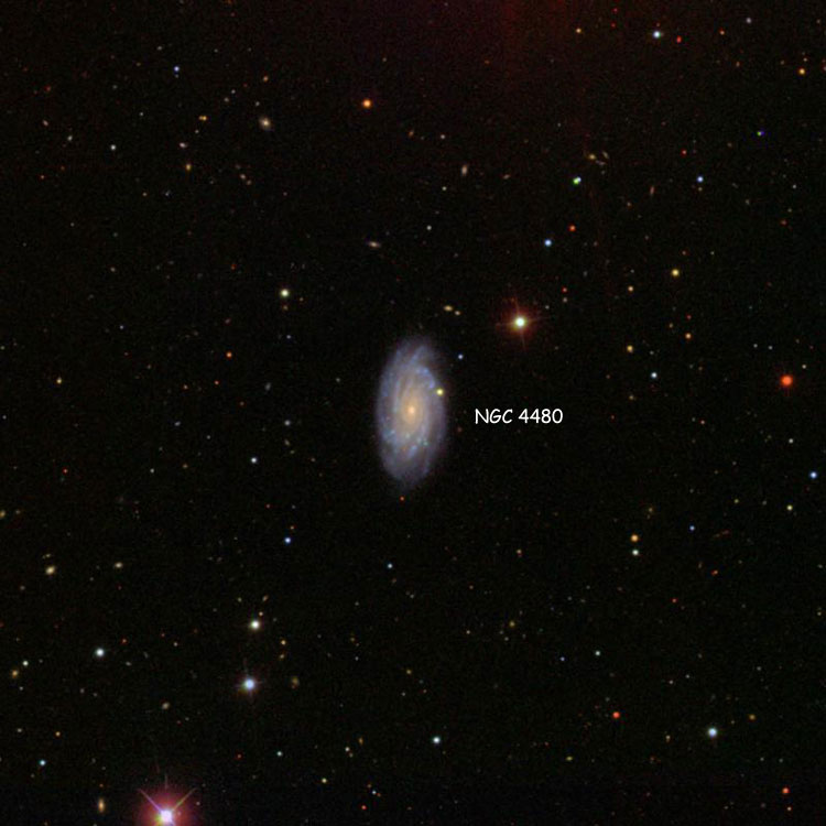 SDSS image of region near spiral galaxy NGC 4480