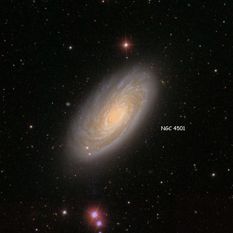 SDSS image of region near spiral galaxy NGC 4501, also known as M88