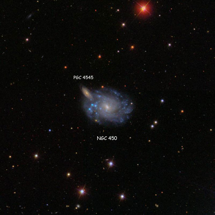 SDSS image of region near spiral galaxy NGC 450