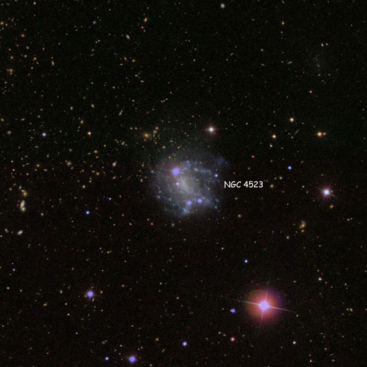 SDSS image of region near spiral galaxy NGC 4523