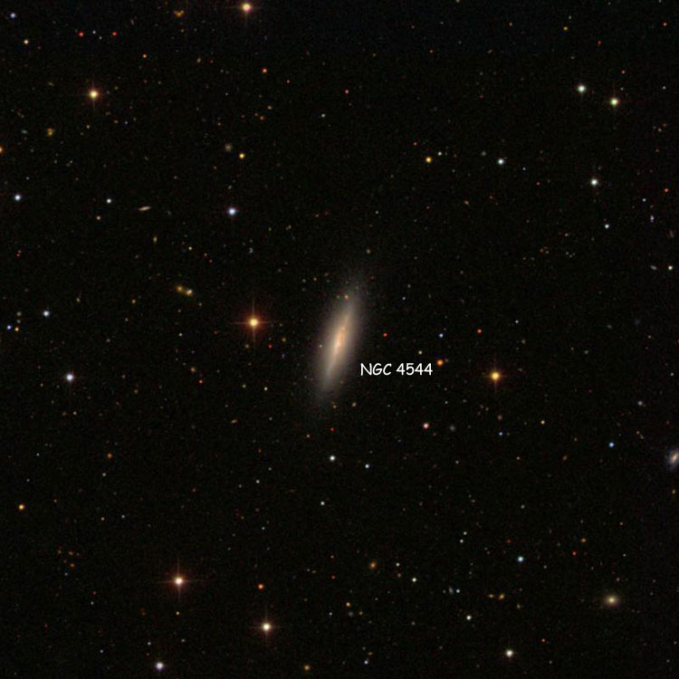 SDSS image of region near spiral galaxy NGC 4544