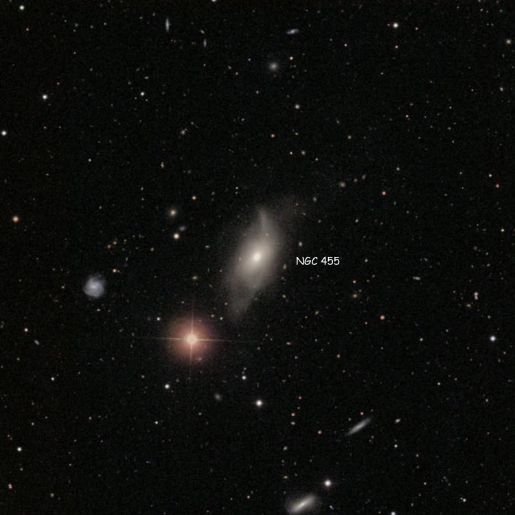 SDSS image of region near lenticular galaxy NGC 455, also known as Arp 164