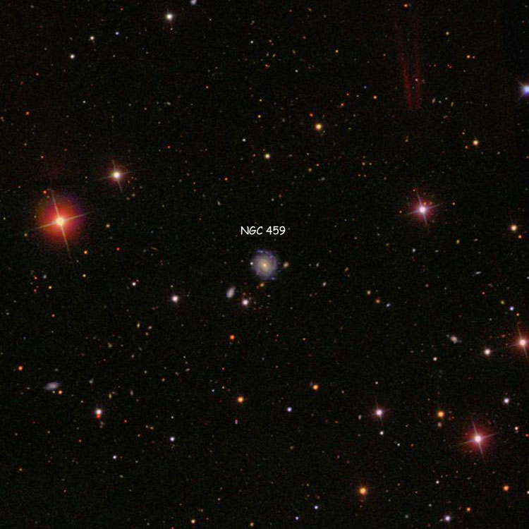 SDSS image of region near spiral galaxy NGC 459