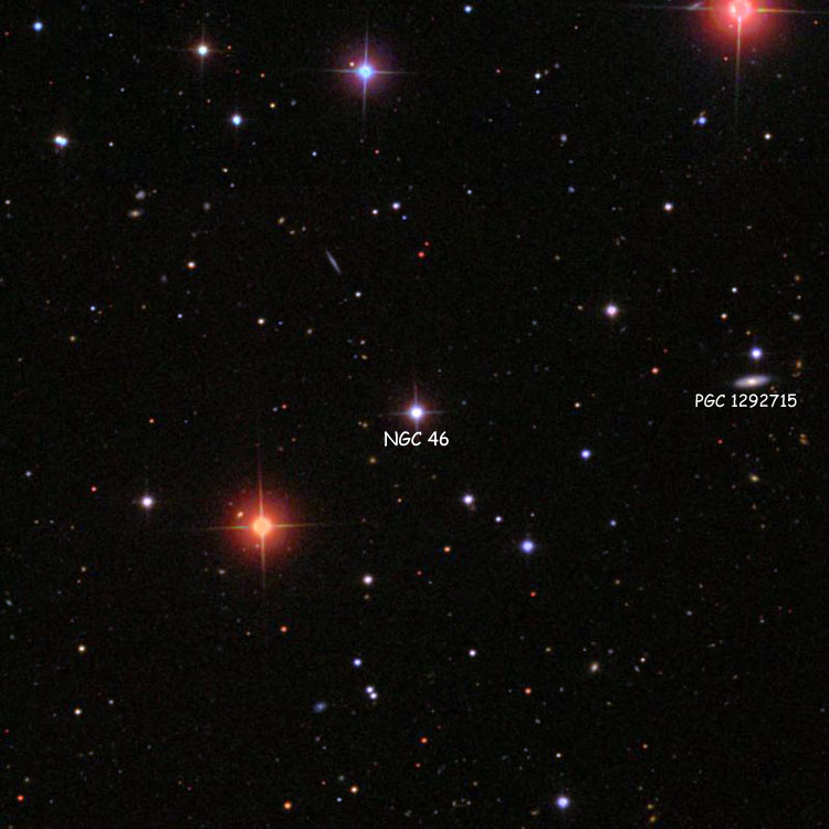SDSS image of region near the star listed as NGC 46, also showing a PGC object