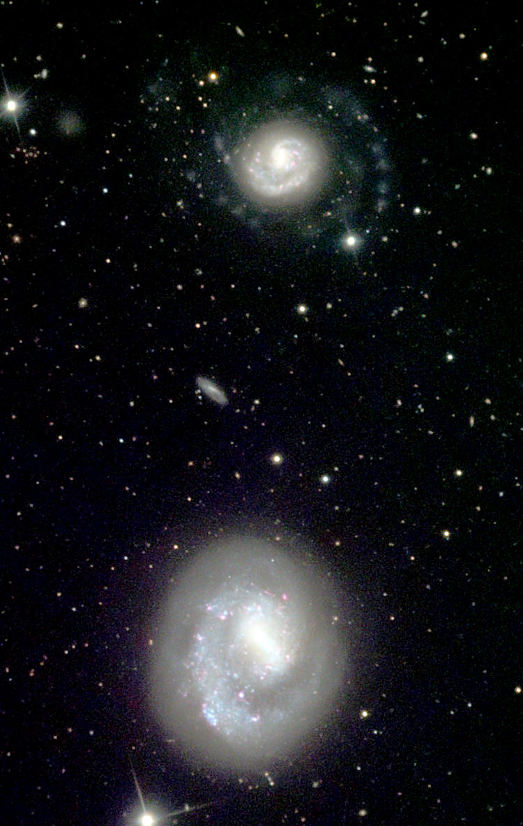 NOAO image of NGC 4618 and 4625, digitally stretched to show the extended structure of NGC 4625