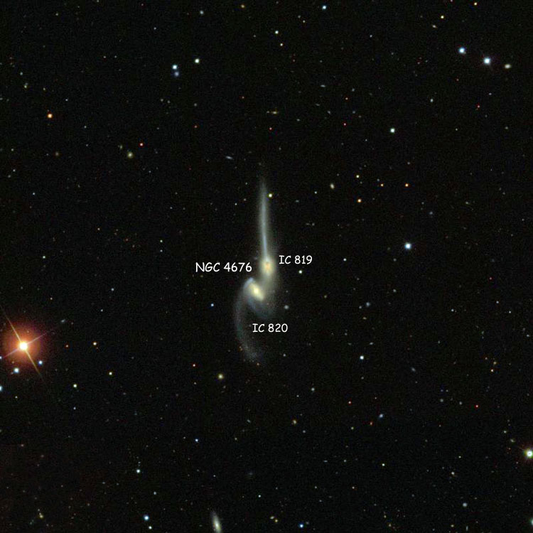 SDSS image of the region near NGC 4676, The Mice