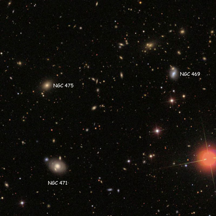 SDSS image of region centered between NGC 469, NGC 471, and NGC 475