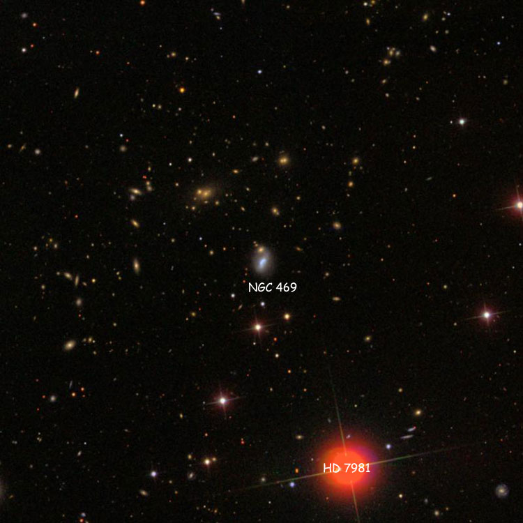 SDSS image of region near spiral galaxy NGC 469