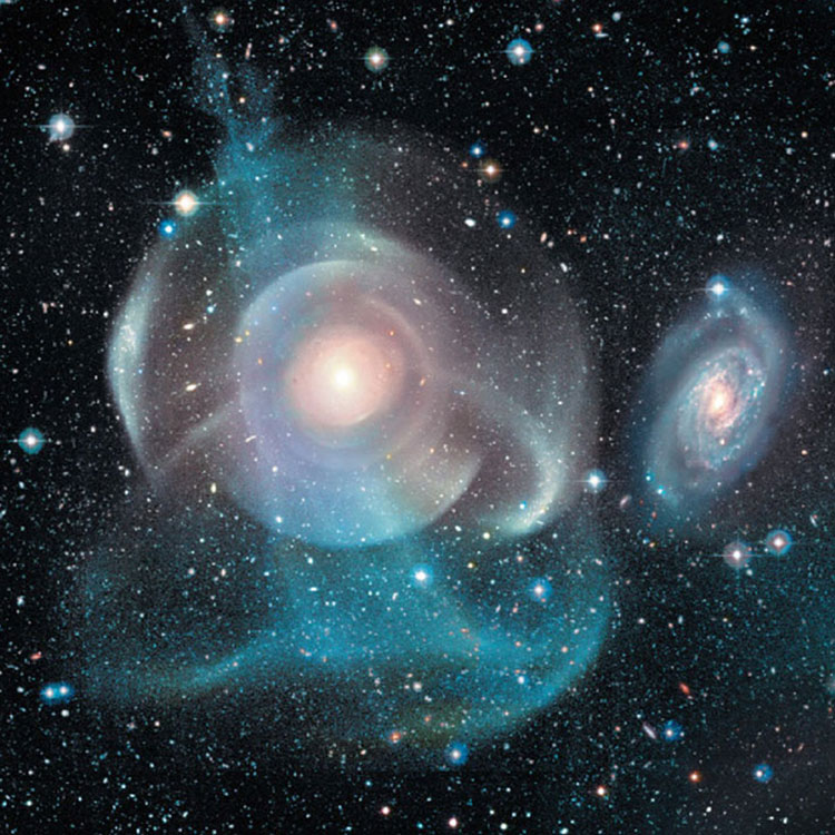 Canada-France Hawaii Telescope image of region near lenticular galaxy NGC 474, which is also known as Arp 227, and NGC 470, which is often mistakenly listed as part of Arp 227