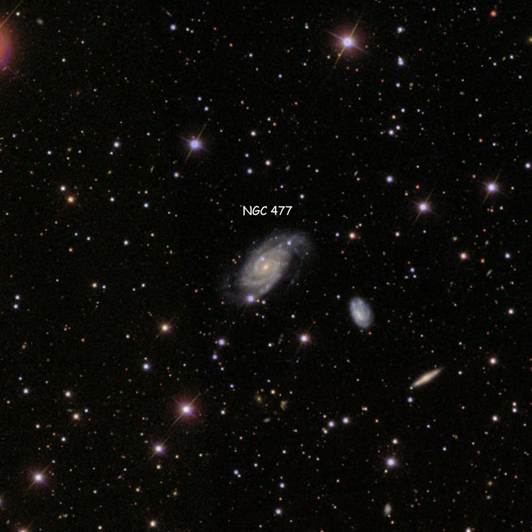SDSS image of region near spiral galaxy NGC 477