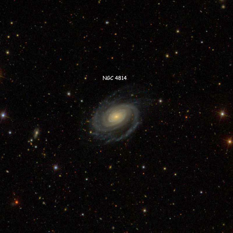 SDSS image of region near spiral galaxy NGC 4814