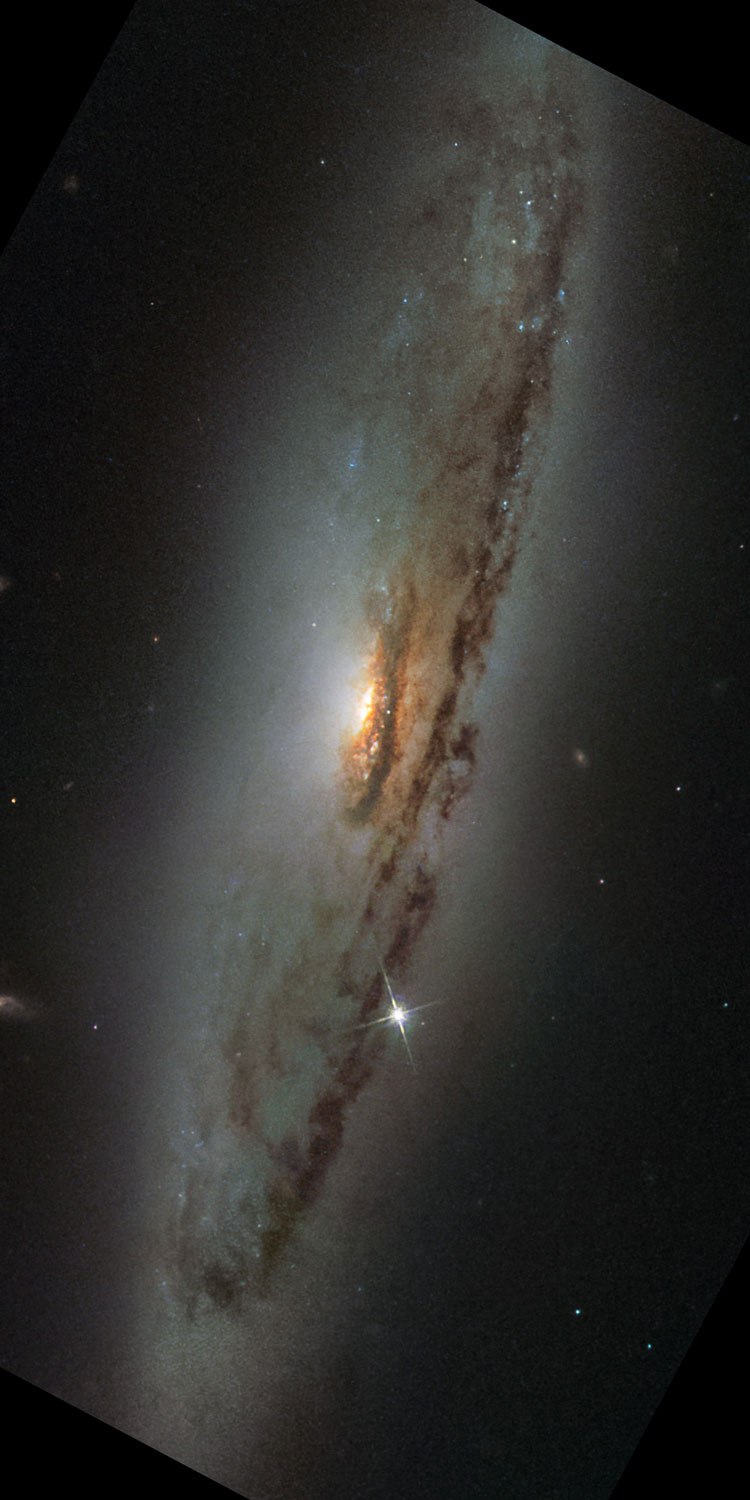 Rotated and enlarged HST image of central part of spiral galaxy NGC 4845
