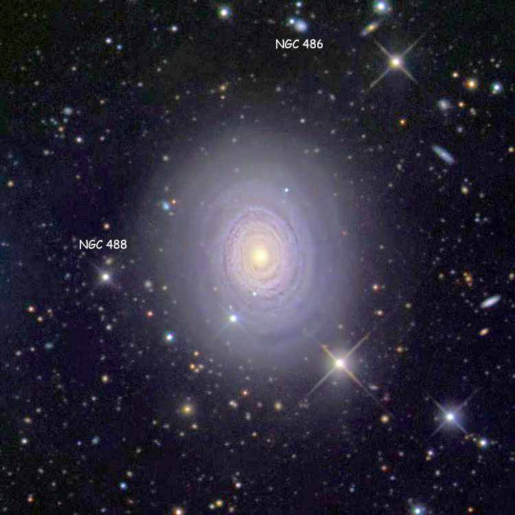 NOAO image of region near spiral galaxy NGC 488, also showing NGC 486