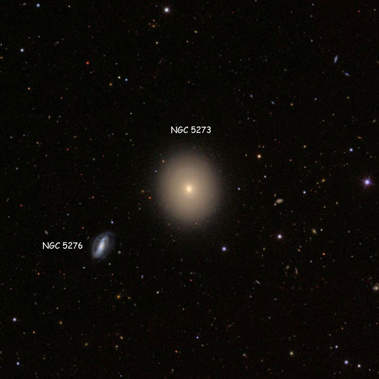 SDSS image of region near lenticular galaxy NGC 5273, also showing NGC 5276