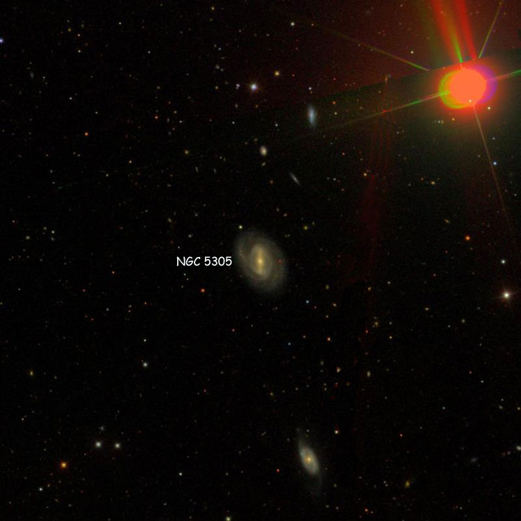 SDSS image of region near spiral galaxy NGC 5305